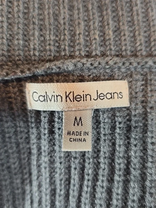 Calvin Klein Open Front Knit Sleeveless Cardigan in Charcoal Gray Size M - Picture 2 of 9